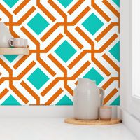 Turquoise and Tangerine Maze Geometric