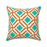 Turquoise and Tangerine Maze Geometric