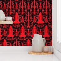 Rocket Science Damask (Black and Red)