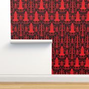 Rocket Science Damask (Black and Red)