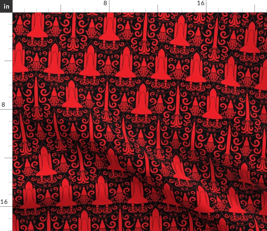 Rocket Science Damask (Black and Red)