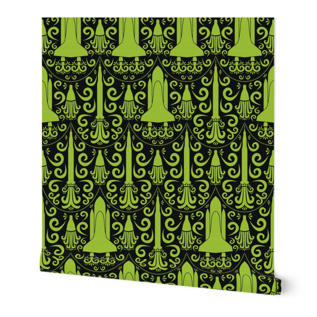 Rocket Science Damask (Black and Green)