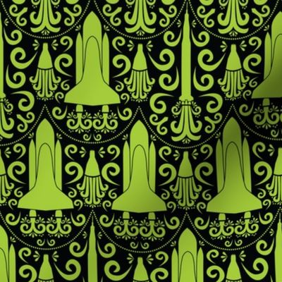 Rocket Science Damask (Black and Green)