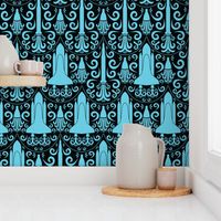 Rocket Science Damask (Black and Blue)