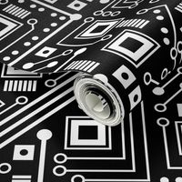 Robot Circuit Board - Large (Black and White)