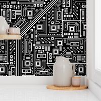 Robot Circuit Board - Large (Black and White)