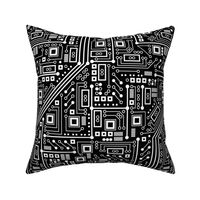 Robot Circuit Board - Large (Black and White)