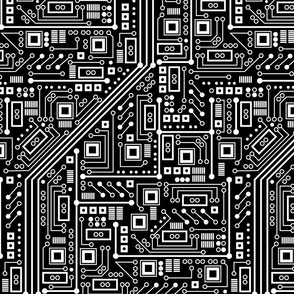 Robot Circuit Board - Large (Black and White)