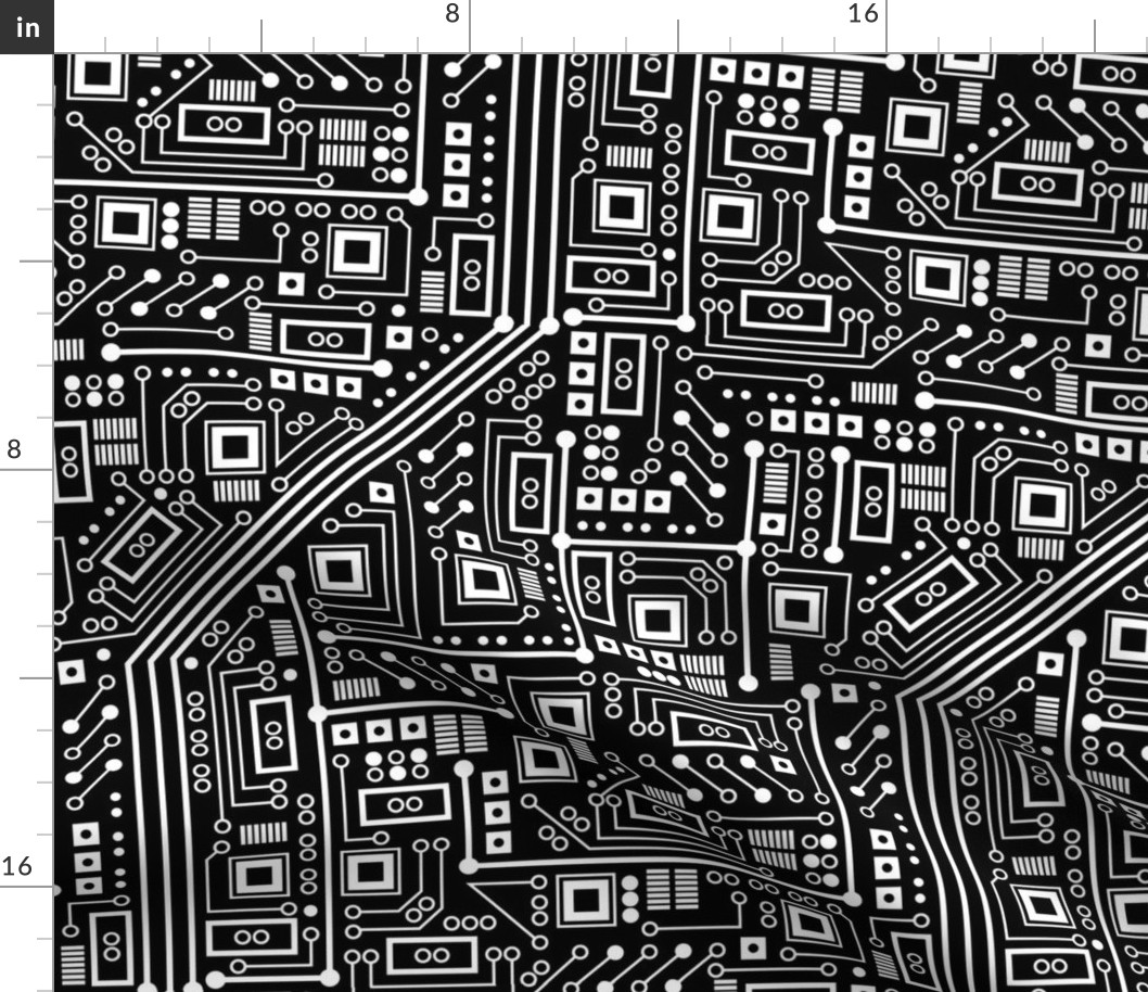 Robot Circuit Board - Large (Black and White)