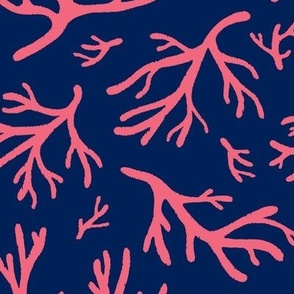 Abstract Coral in Flotsam Pink and Navy - Large