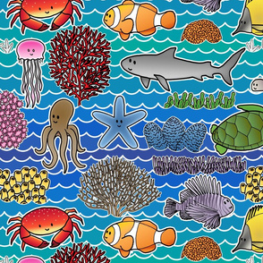 Sea weaves, animals and corals