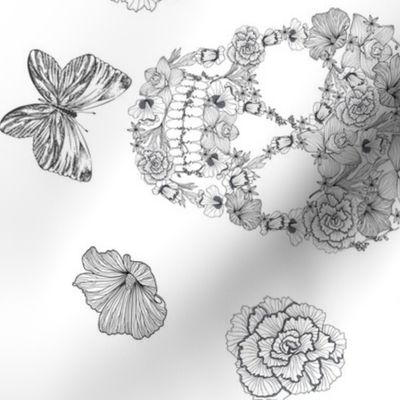 Skulls, Flowers and Butterflies