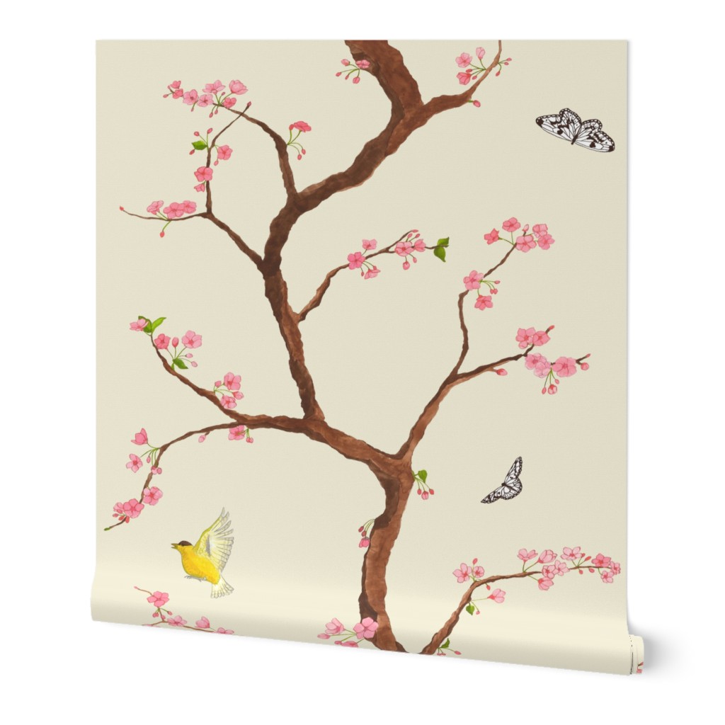 Jenny cherry blossoms on cream