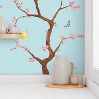 Jenny cherry blossoms on light blue