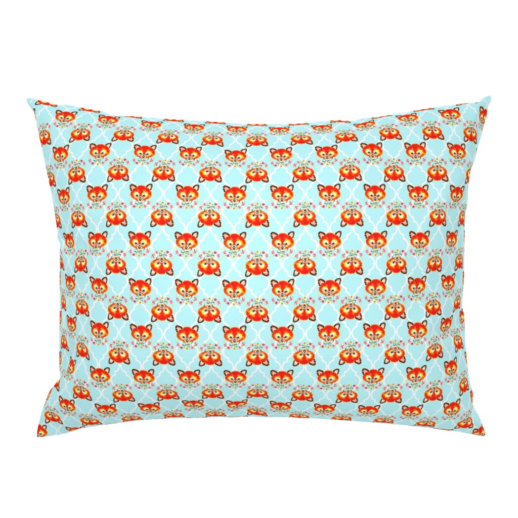 Baby Fox Light Aqua Quatrefoil