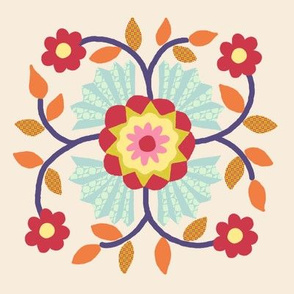 Baltimore Quilt Panel -Floral Fan