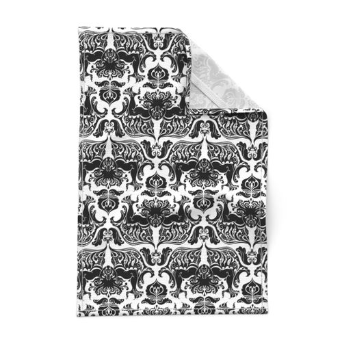 I Love Craft (Cthulhu Damask) black and white