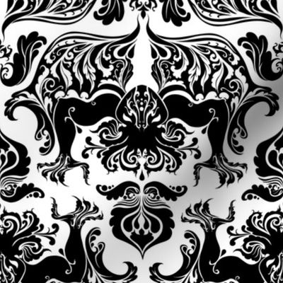 I Love Craft (Cthulhu Damask) black and white