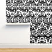 I Love Craft (Cthulhu Damask) black and white