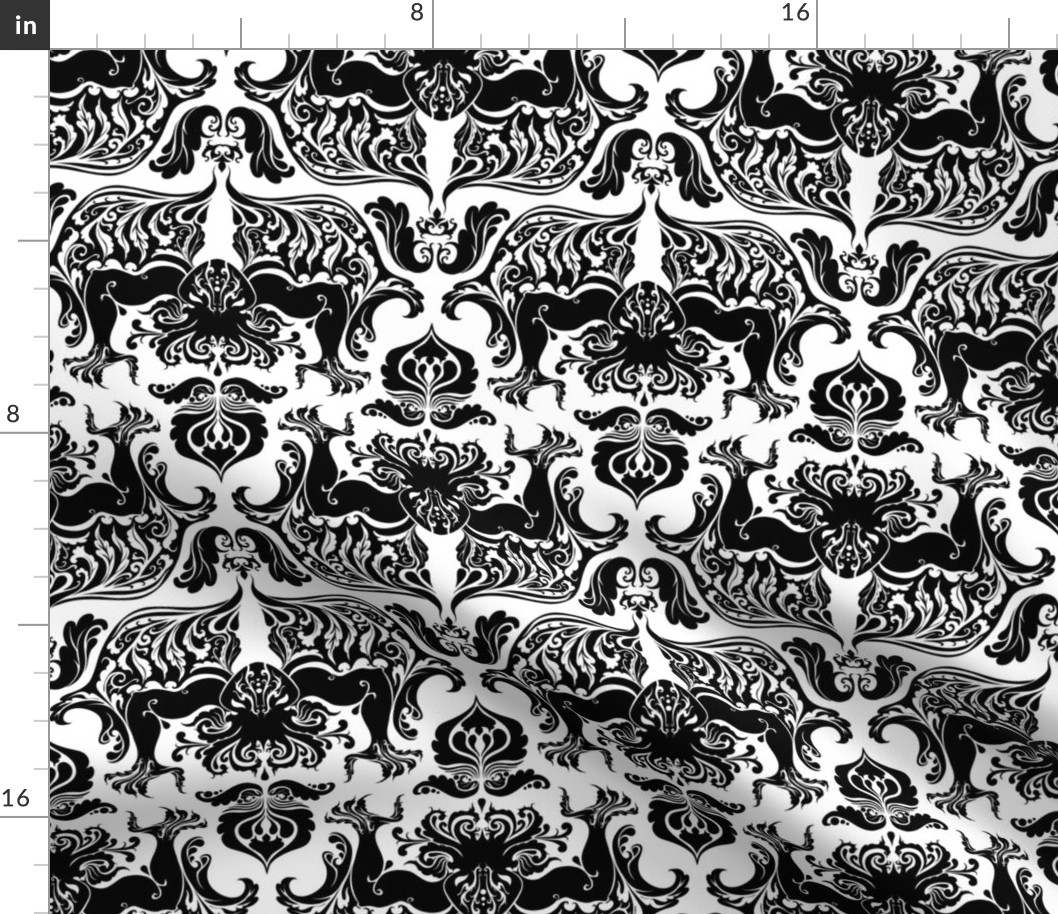 I Love Craft (Cthulhu Damask) black and white