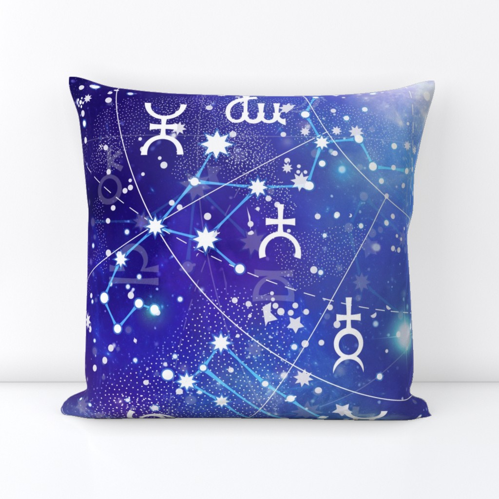 Blue Purple Zodiac Galaxy Galactic Print