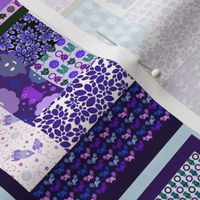 Cheater Log Cabin Quilt - Monsters, Robots and Bikes! - Blues and Purples