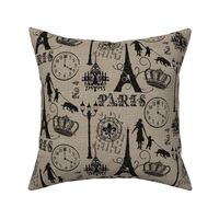 Silhouettes of Paris on Linen