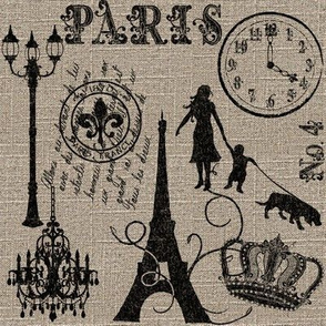 Silhouettes of Paris on Linen