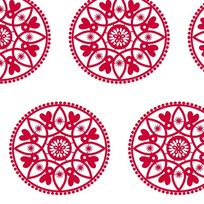 red paper doily