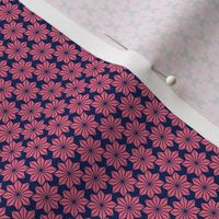 Navy and Coral Geometric Floral