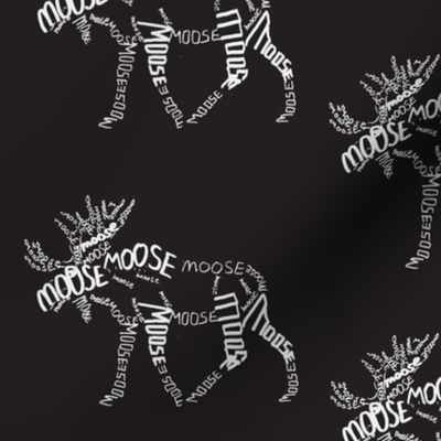 Moose Calligram white on black