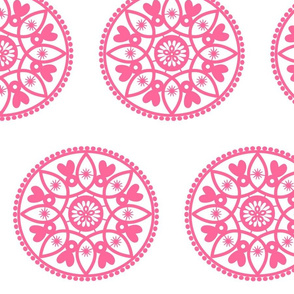 pink paper doily