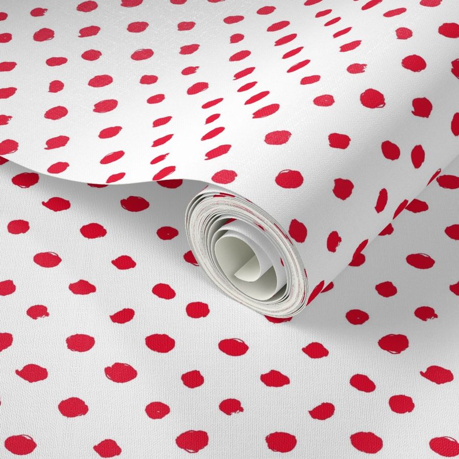 painted polka dots in  red