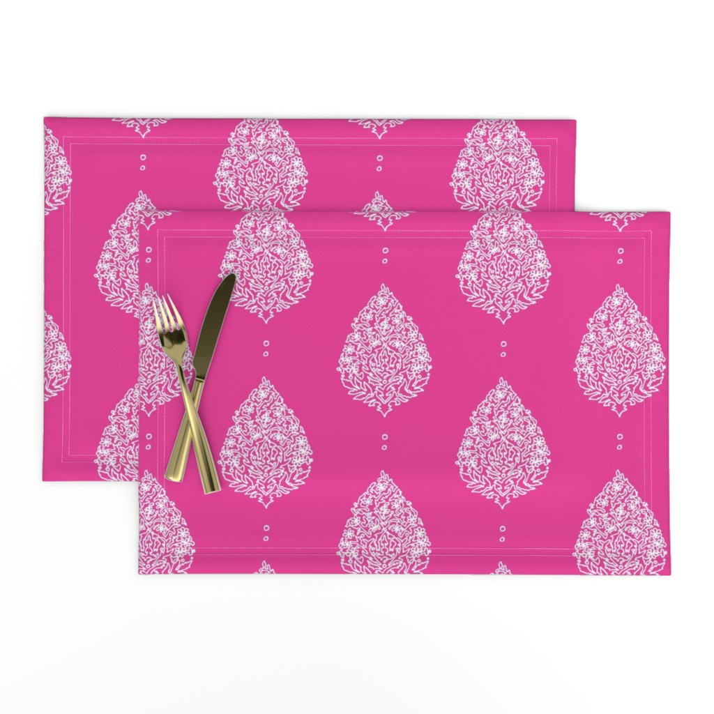 Moroccan Paisley Fuschia and white