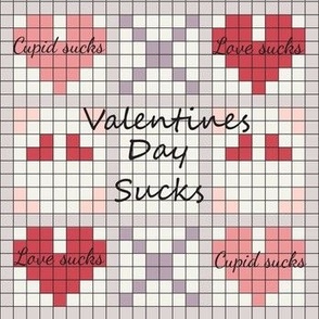 Anti Valentines Cross Stitch | Hand drawn Design with a Cross Stitch Theme  by Sarah Price 