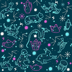 Animals flying on tea constellations-ed