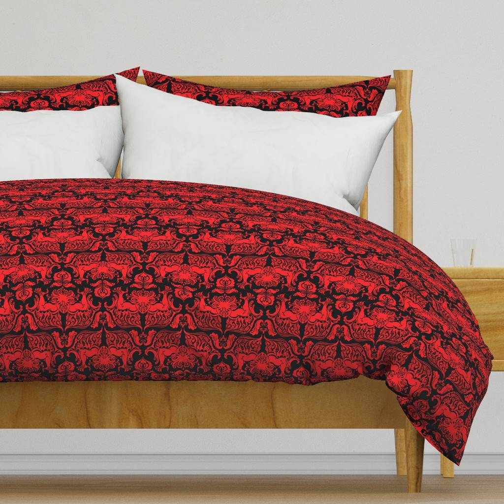 I Love Craft (Cthulhu Damask) in Red and Black