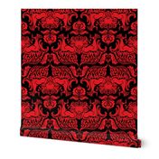 I Love Craft (Cthulhu Damask) in Red and Black