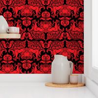 I Love Craft (Cthulhu Damask) in Red and Black