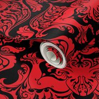 I Love Craft (Cthulhu Damask) in Red and Black