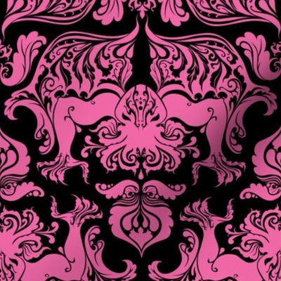 I Love Craft (Cthulhu Damask) Pink and Black