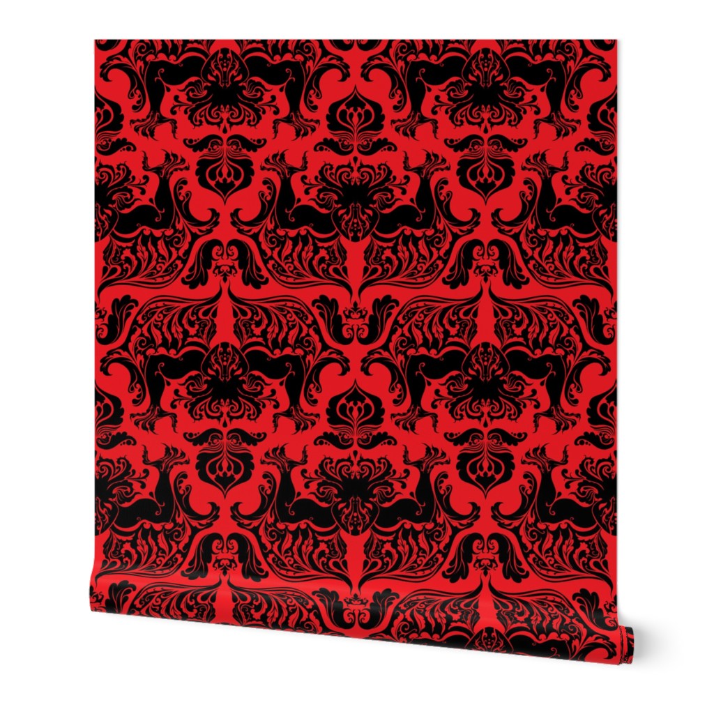 I Love Craft (Cthulhu Damask) Black and Red