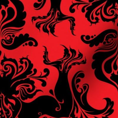 I Love Craft (Cthulhu Damask) Black and Red