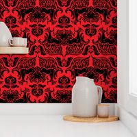 I Love Craft (Cthulhu Damask) Black and Red