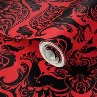 I Love Craft (Cthulhu Damask) Black and Red