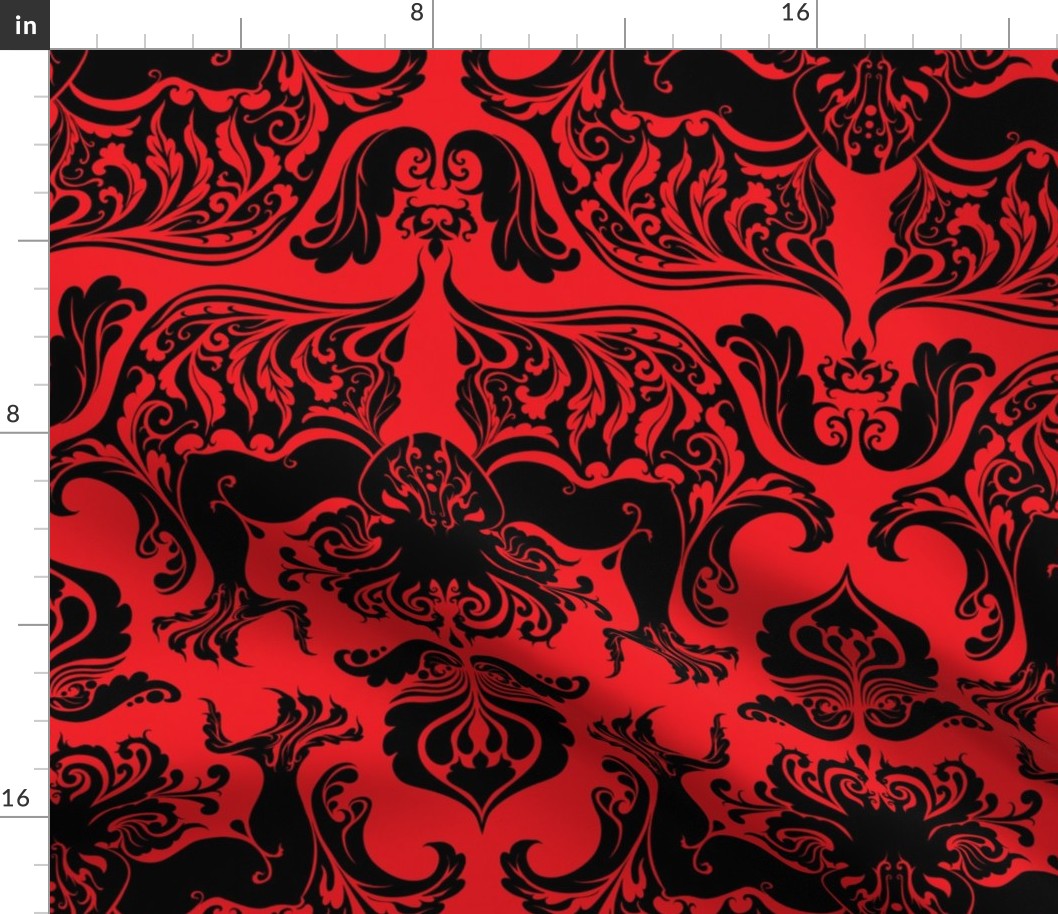 I Love Craft (Cthulhu Damask) Black and Red