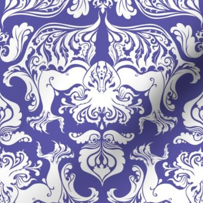 I Love Craft (Cthulhu Damask) White and Purple