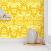 I Love Craft (Cthulhu Damask) Yellow