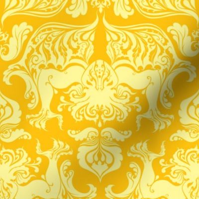 I Love Craft (Cthulhu Damask) Yellow