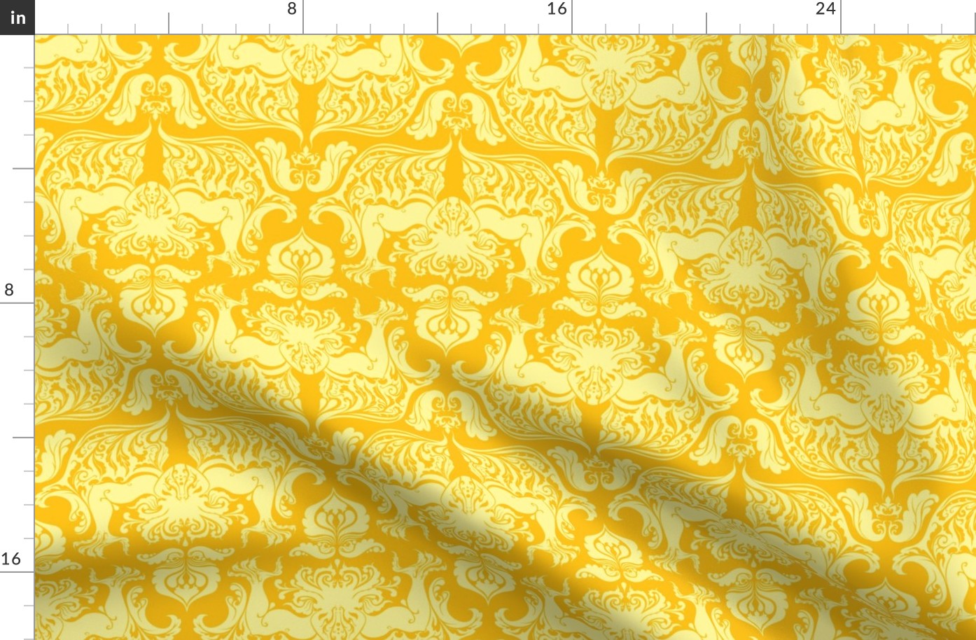 I Love Craft (Cthulhu Damask) Yellow